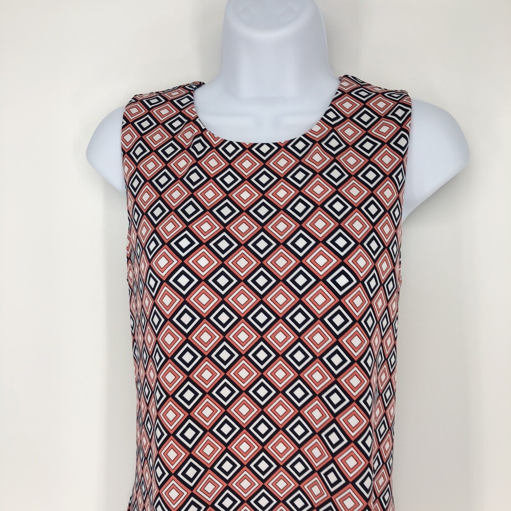 Michael Kors Y2K Sleeveless Diamond Print Black Orange Knee Length Shift Dress L - Picture 2 of 8